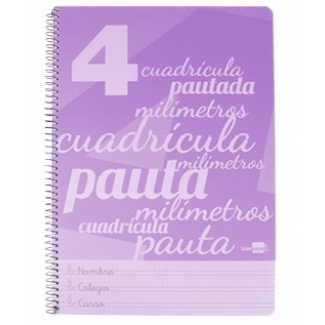 Liderpapel Pautaguía BE38 - Bloc espiral, tamaño folio, tapa de plástico, 80 hojas de 75 gr, pauta de 4 mm, con margen, color violeta