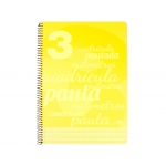 Liderpapel Pautaguía BE39 - Bloc espiral, tamaño folio, tapa de plástico, 80 hojas de 75 gr, pauta de 3 mm, con margen, color amarillo