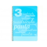 Liderpapel Pautaguía BE40 - Bloc espiral, tamaño folio, tapa de plástico, 80 hojas de 75 gr, pauta de 3 mm, con margen, color azul