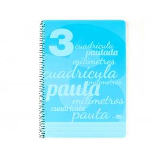Liderpapel Pautaguía BE40 - Bloc espiral, tamaño folio, tapa de plástico, 80 hojas de 75 gr, pauta de 3 mm, con margen, color azul