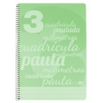 Liderpapel Pautaguía BE41 - Bloc espiral, tamaño folio, tapa de plástico, 80 hojas de 75 gr, pauta de 3 mm, con margen, color verde
