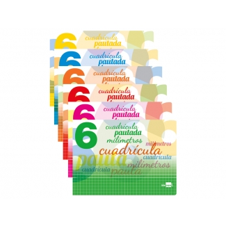 Liderpapel Pautaguía LB48 - Libreta grapada, tamaño A5 apaisado, tapa blanda, 32 hojas de 70 gr, pauta de 6 mm, con margen, colores surtidos
