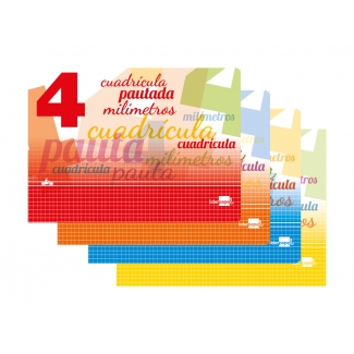 Liderpapel Pautaguía LB59 - Libreta grapada, tamaño A5 apaisado, tapa blanda, 32 hojas de 70 gr, pauta de 4 mm, con margen, colores surtidos