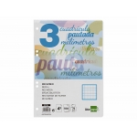 Liderpapel Pautaguía RC16 - Recambio para carpeta de anillas, tamaño cuarto, pauta de 3 mm, 100 hojas de 75 gr, 6 taladros, con margen