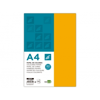 Liderpapel PC51 - Papel de color, A4, 80 gramos, color naranja, paquete de 100 hojas