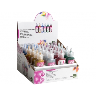 Liderpapel PU10 - Pegamento con purpurina, colores surtidos metalizados, bote de 20 g
