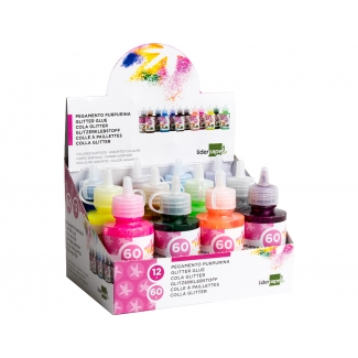 Liderpapel PU12 - Pegamento con purpurina, colores surtidos metalizados, bote de 60 g