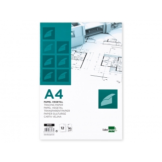 Liderpapel PV11 - Papel vegetal, A4, 90 gramos, sobre de 12 hojas
