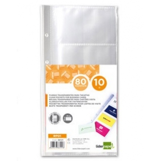 Liderpapel RP01 - Recambio de fundas para tarjetero, paquete de 10 fundas (8 tarjetas por hoja)