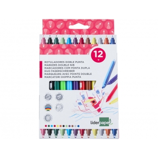 Liderpapel RT10 - Rotuladores de colores, doble punta, caja de 12 colores
