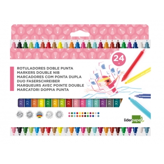 Liderpapel RT11 - Rotuladores de colores, doble punta, caja de 24 colores