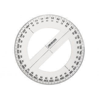 Liderpapel SM01 - Transportador de ángulos (círculo) de plástico, base de 10 cm, transparente