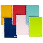 Liderpapel Smart BE01 - Bloc espiral, tamaño A4, tapa blanda, 80 hojas de 75 gr, cuadrícula de 5 mm, con doble margen, microperforado, 4 taladros, colores surtidos