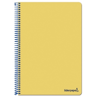 Liderpapel Smart BF93 - Bloc espiral, tamaño A4, tapa blanda, 80 hojas de 75 gr, cuadrícula de 4 mm, con margen, color amarillo