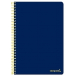 Liderpapel Smart BF94 - Bloc espiral, tamaño A4, tapa blanda, 80 hojas de 75 gr, cuadrícula de 4 mm, con margen, color azul marino