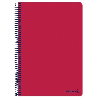 Liderpapel Smart BF96 - Bloc espiral, tamaño A4, tapa blanda, 80 hojas de 75 gr, cuadrícula de 4 mm, con margen, color rojo