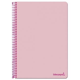 Liderpapel Smart BF97 - Bloc espiral, tamaño A4, tapa blanda, 80 hojas de 75 gr, cuadrícula de 4 mm, con margen, color rosa