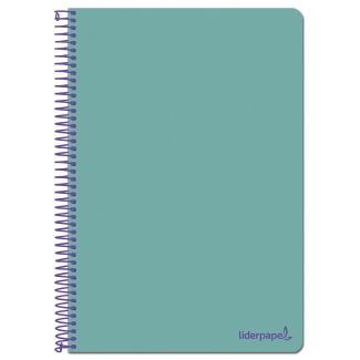 Liderpapel Smart BF98 - Bloc espiral, tamaño A4, tapa blanda, 80 hojas de 75 gr, cuadrícula de 4 mm, con margen, color turquesa