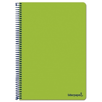 Liderpapel Smart BF99 - Bloc espiral, tamaño A4, tapa blanda, 80 hojas de 75 gr, cuadrícula de 4 mm, con margen, color verde