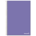 Liderpapel Smart BG03 - Bloc espiral, tamaño A4, tapa blanda, 80 hojas de 75 gr, cuadrícula de 4 mm, con margen, color violeta
