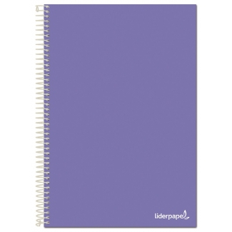 Liderpapel Smart BG03 - Bloc espiral, tamaño A4, tapa blanda, 80 hojas de 75 gr, cuadrícula de 4 mm, con margen, color violeta