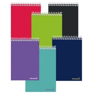 Liderpapel Smart BQ02 - Bloc espiral, tamaño 12º apaisado, tapa blanda, 80 hojas de 60 gr, cuadrícula de 4 mm, sin margen, colores surtidos