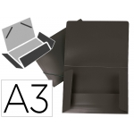 Liderpapel SS45 - Carpeta de plástico con gomas, con tres solapas, lomo flexible, tamaño A3, color negro opaco