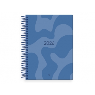 Liderpapel Syros - Agenda anual, tamaño 15 x 21 cm, impresión día página, tapa rígida, encuadernada con espiral, color azul