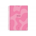 Liderpapel Syros - Agenda anual, tamaño 15 x 21 cm, impresión día página, tapa rígida, encuadernada con espiral, color rosa