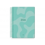 Liderpapel Syros - Agenda anual, tamaño 15 x 21 cm, impresión día página, tapa rígida, encuadernada con espiral, color turquesa