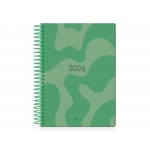 Liderpapel Syros - Agenda anual, tamaño 15 x 21 cm, impresión día página, tapa rígida, encuadernada con espiral, color verde