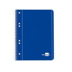Liderpapel Tapa azul BJ05 - Bloc espiral, tamaño A5, tapa blanda, 80 hojas de 75 gr, liso, con doble margen, microperforado, 6 taladros, color azul