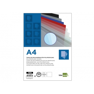 Liderpapel TE16 - Tapa de encuadernación, A4, polipropileno, 800 micras, transparente, paquete de 50