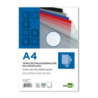 Liderpapel TE21 - Tapa de encuadernación, A4, polipropileno rayado, 500 micras, color verde, paquete de 50