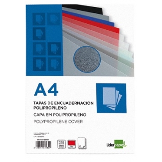 Liderpapel TE28 - Tapa de encuadernación, A4, polipropileno, 500 micras, color verde translúcido, paquete de 100