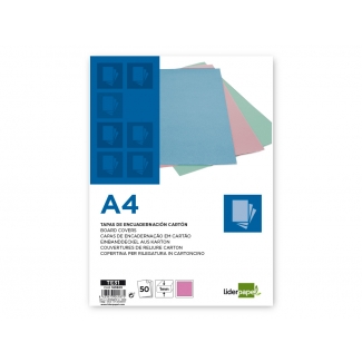 Liderpapel TE31 - Tapa de encuadernación, A4, cartón de 800 gramos, color rosa, paquete de 50