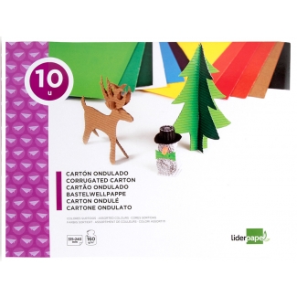 Liderpapel TM03 - Bloc de trabajos manuales, cartón ondulado, 240 mm x 315 mm, 10 hojas, colores surtidos