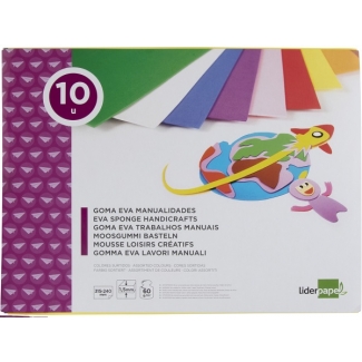 Liderpapel TM06 - Bloc de trabajos manuales, goma eva, 240 mm x 315 mm, 10 hojas, colores surtidos