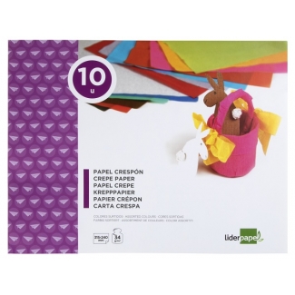 Liderpapel TM07 - Bloc de trabajos manuales, papel crespón, 240 mm x 315 mm 10 hojas, colores surtidos