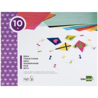 Liderpapel TM08 - Bloc de trabajos manuales, papel seda, 240 mm x 315 mm, 10 hojas, colores surtidos