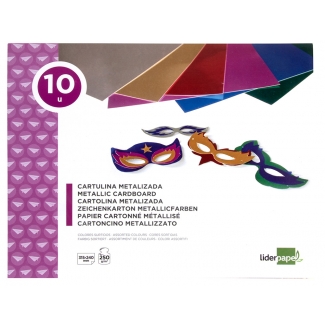 Liderpapel TM10 - Bloc de trabajos manuales, cartulina metalizada, 240 mm x 315 mm, 10 hojas, colores surtidos
