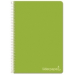 Liderpapel Witty BC25 - Bloc espiral, tamaño cuarto, tapa dura, 80 hojas de 90 gr, cuadrícula de 4 mm, con margen, color verde