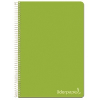 Liderpapel Witty BC25 - Bloc espiral, tamaño cuarto, tapa dura, 80 hojas de 90 gr, cuadrícula de 4 mm, con margen, color verde