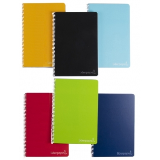 Liderpapel Witty BC30 - Bloc espiral, tamaño cuarto, tapa dura, 80 hojas de 790 gr, pauta ancha de 3,5 mm, con margen, colores surtidos