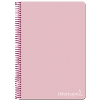 Liderpapel Witty BC58 - Bloc espiral, tamaño cuarto, tapa dura, 80 hojas de 90 gr, cuadrícula de 4 mm, con margen, color rosa