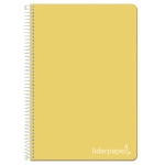 Liderpapel Witty BC81 - Bloc espiral, tamaño cuarto, tapa dura, 80 hojas de 90 gr, cuadrícula de 4 mm, con margen, color amarillo