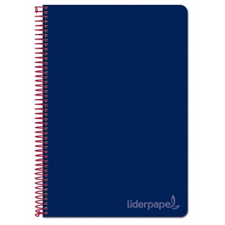 Liderpapel Witty BC82 - Bloc espiral, tamaño cuarto, tapa dura, 80 hojas de 90 gr, cuadrícula de 4 mm, con margen, color azul marino