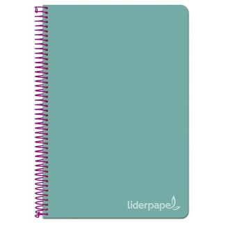 Liderpapel Witty BC83 - Bloc espiral, tamaño cuarto, tapa dura, 80 hojas de 90 gr, cuadrícula de 4 mm, con margen, color turquesa