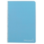 Liderpapel Witty BF32 - Bloc espiral, tamaño folio, tapa dura, 80 hojas de 90 gr, cuadrícula de 4 mm, con margen, color celeste
