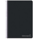 Liderpapel Witty BF33 - Bloc espiral, tamaño folio, tapa dura, 80 hojas de 90 gr, cuadrícula de 4 mm, con margen, color negro